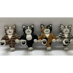 Vintage Pier 1 Imports Dancing Cats Hanging Coat Rack 23x9" Whimsical Whiskers